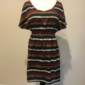 Lush Striped Navy Dress Open Back Size Small